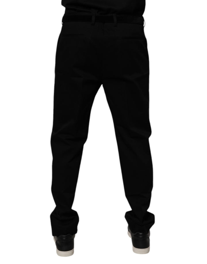 Dolce &amp; Gabbana Black Cotton Men Skinny Dress Formal Pants