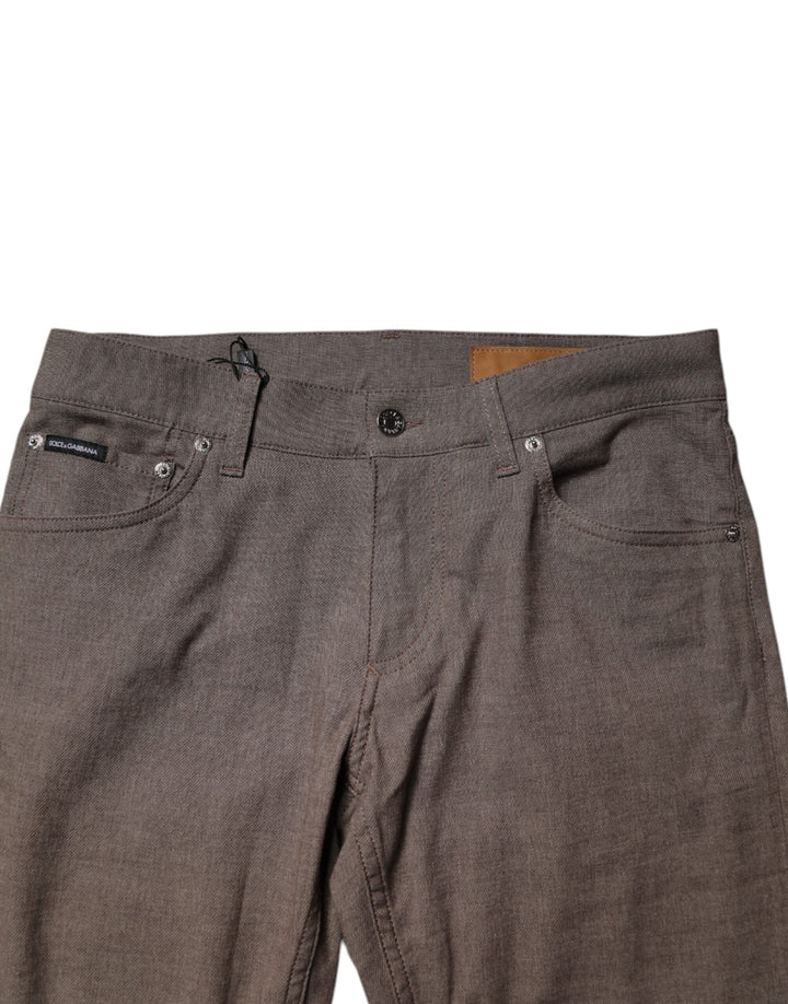 Dolce &amp; Gabbana Brown Cotton Stretch Chino Pants