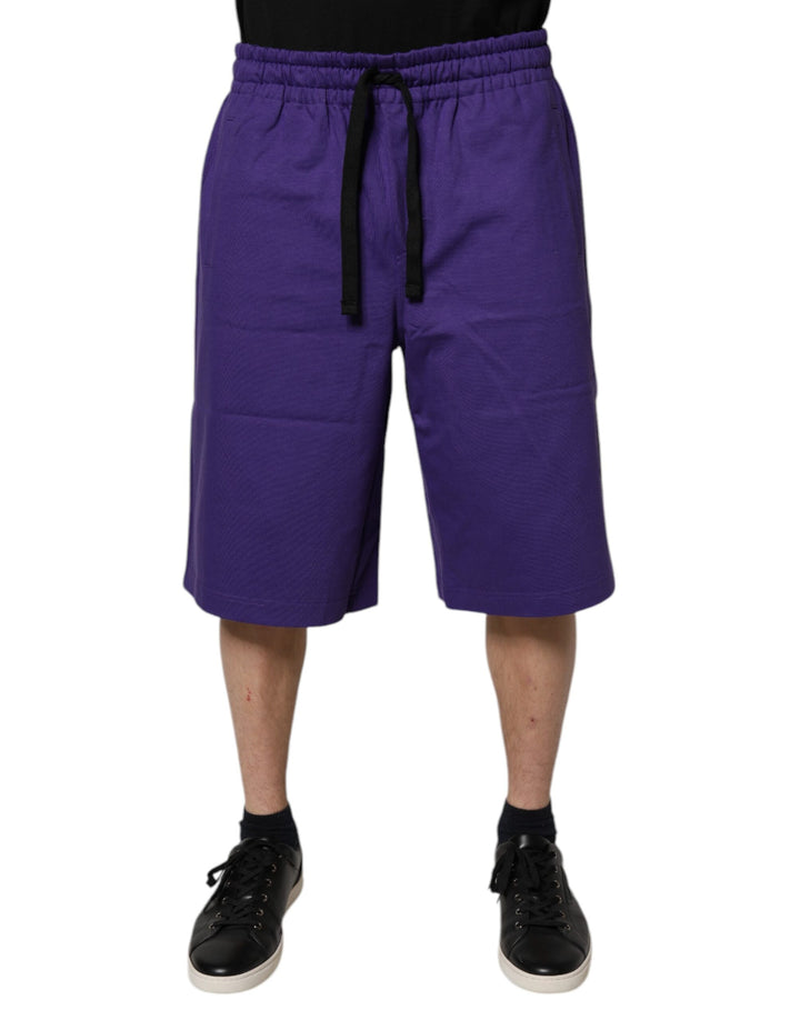 Dolce &amp; Gabbana Purple Cotton Men Bermuda Sweatshorts Shorts