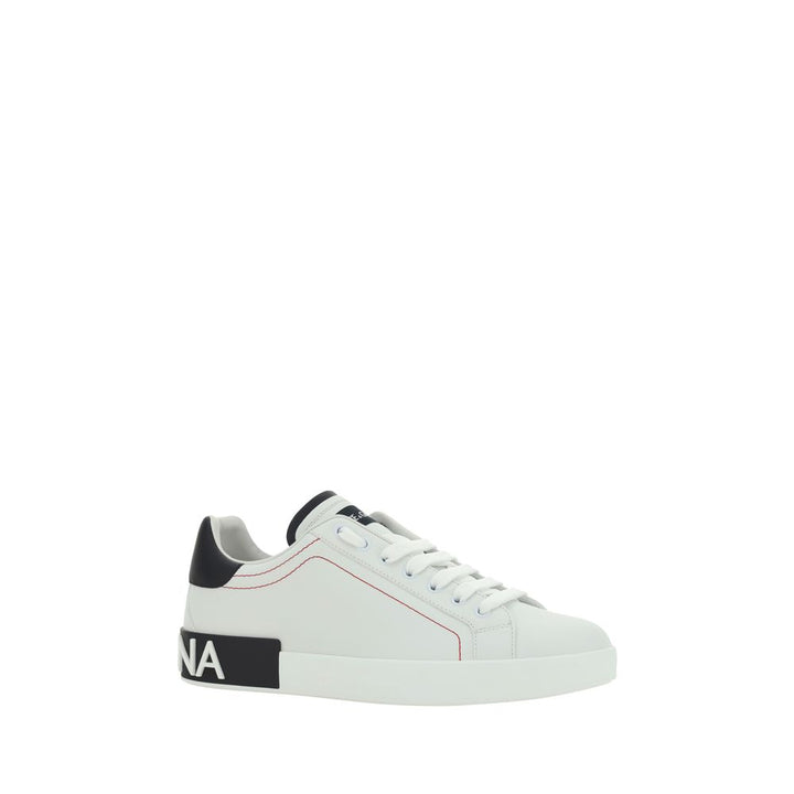 Dolce &amp; Gabbana White Calf Leather Bos Taurus Low Top Sneakers