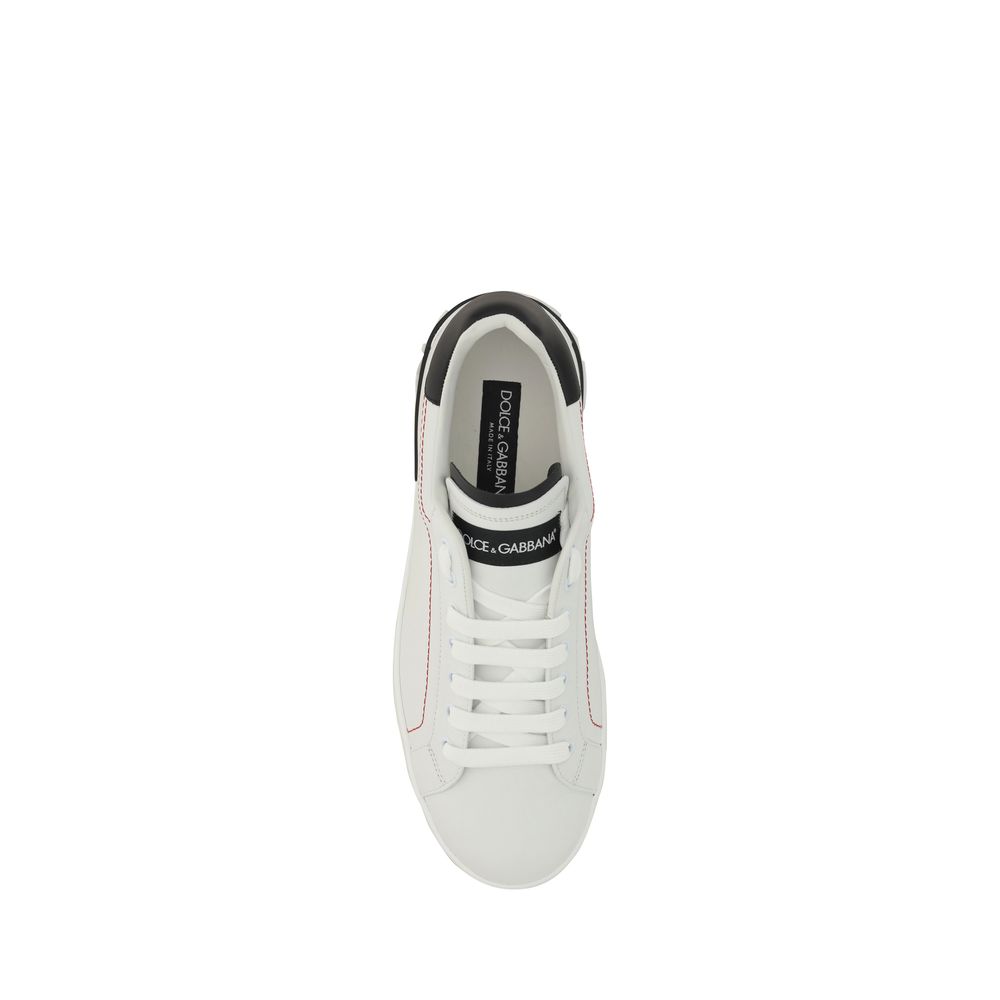 Dolce &amp; Gabbana White Calf Leather Bos Taurus Low Top Sneakers