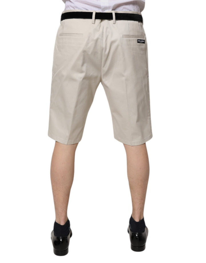 Dolce &amp; Gabbana Beige Cotton Stretch Mid Waist Bermuda Shorts