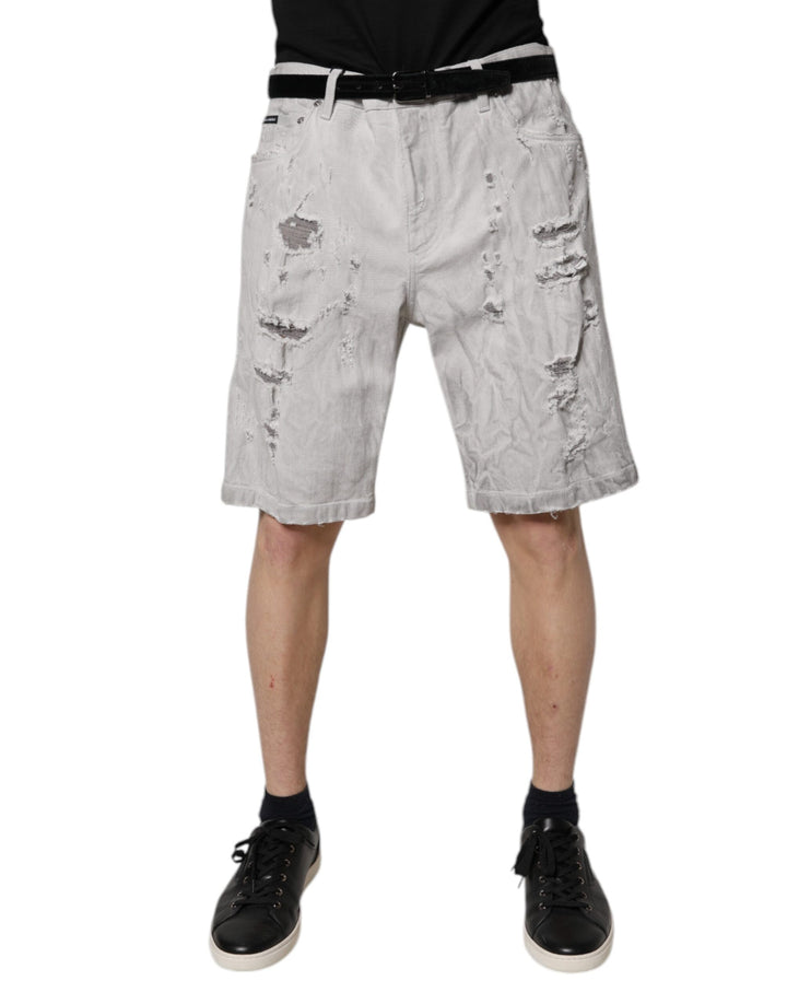 Bermudas vaqueras deshilachadas en gris claro de Dolce &amp;amp; Gabbana para hombre