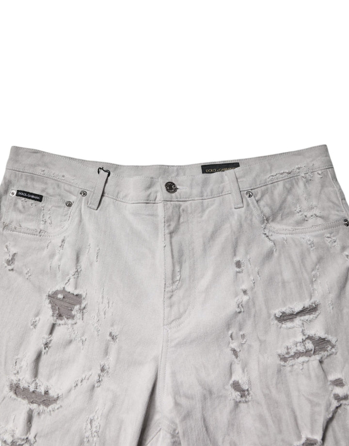 Bermudas vaqueras deshilachadas en gris claro de Dolce &amp;amp; Gabbana para hombre