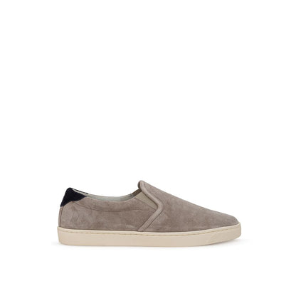 Baskets en cuir gris Brunello Cucinelli