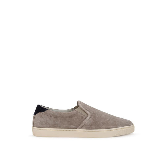 Baskets en cuir gris Brunello Cucinelli