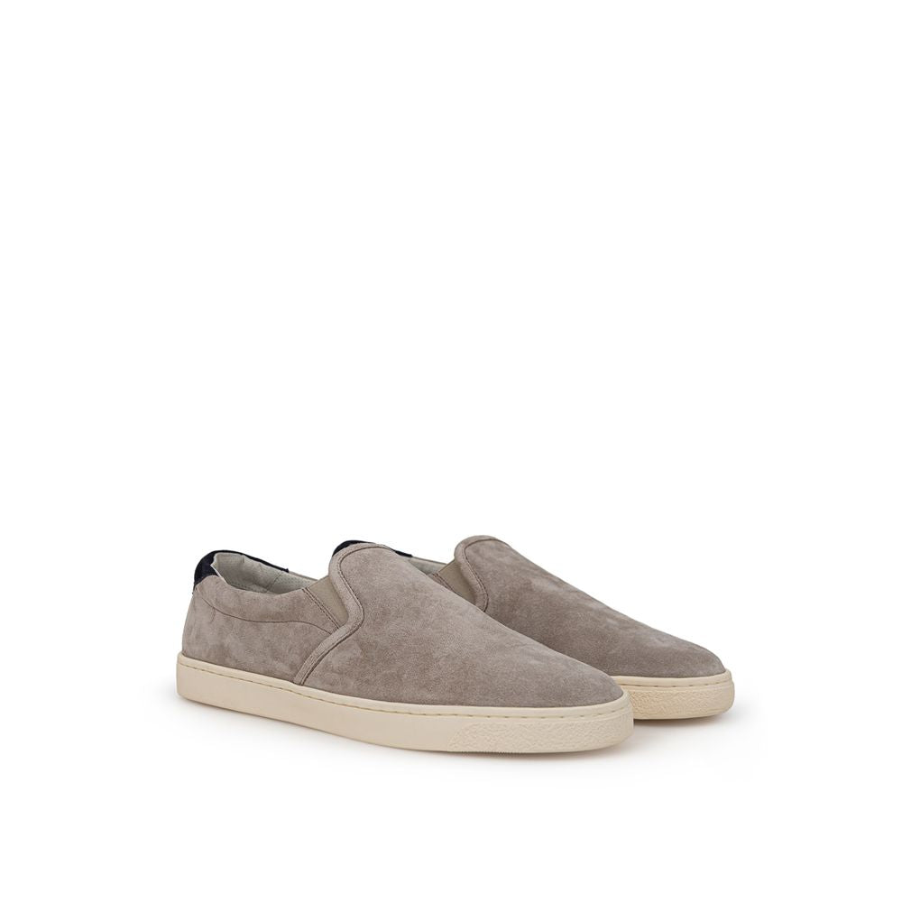 Baskets en cuir gris Brunello Cucinelli