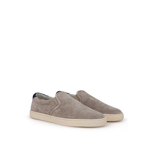 Baskets en cuir gris Brunello Cucinelli