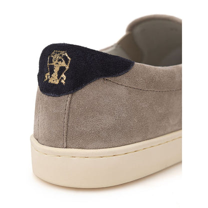 Baskets en cuir gris Brunello Cucinelli