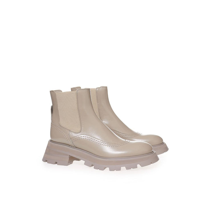 Bottes habillées en cuir gris Alexander McQueen