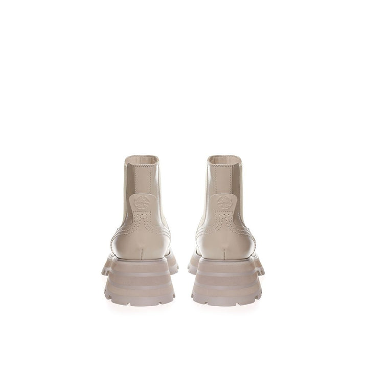 Bottes habillées en cuir gris Alexander McQueen