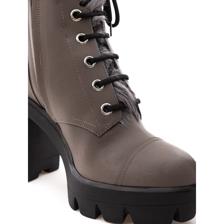 Giuseppe Zanotti Beige Eco Leather Lace-Up Boots