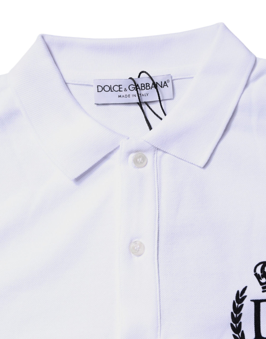 Dolce &amp; Gabbana White Cotton Crown Collared Men Polo T-shirt