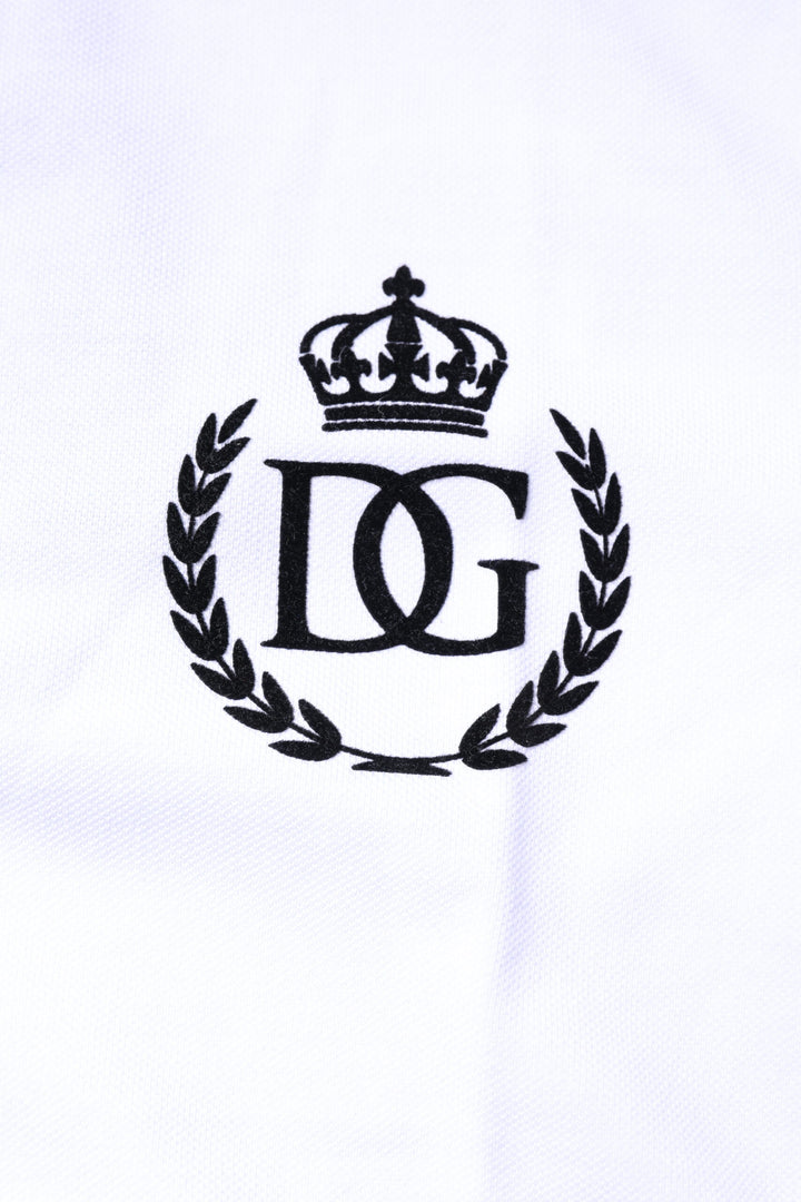 Dolce &amp; Gabbana White Cotton Crown Collared Men Polo T-shirt