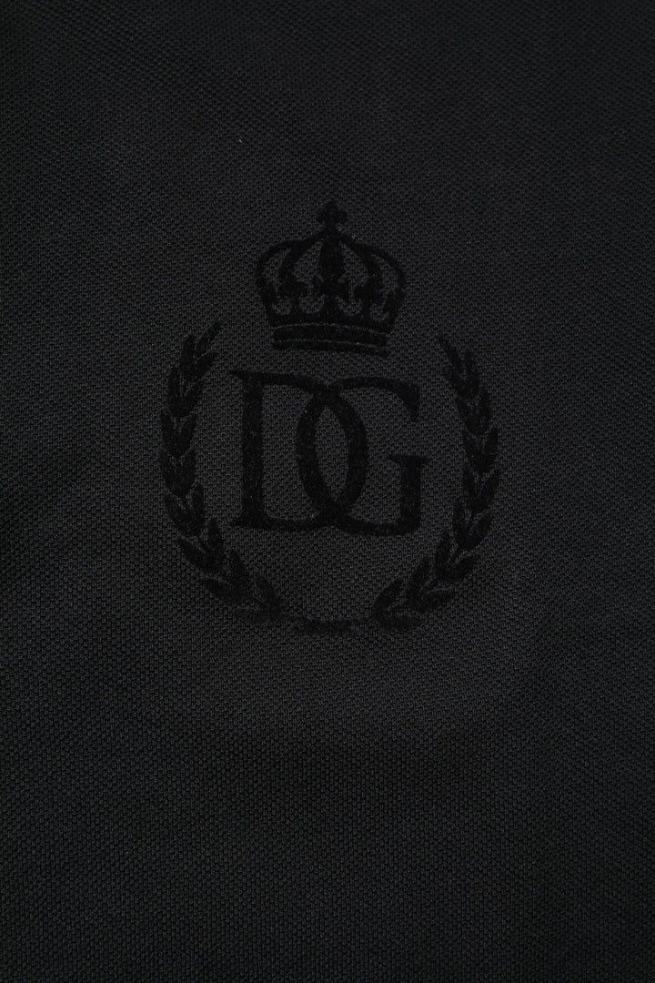 Dolce &amp; Gabbana Black Cotton DG Logo Collared Polo T-shirt