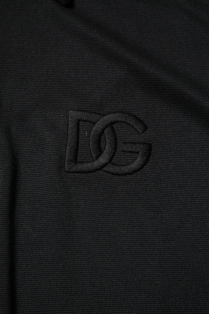 Dolce &amp; Gabbana Black Polyester DG Logo Collared Polo T-shirt
