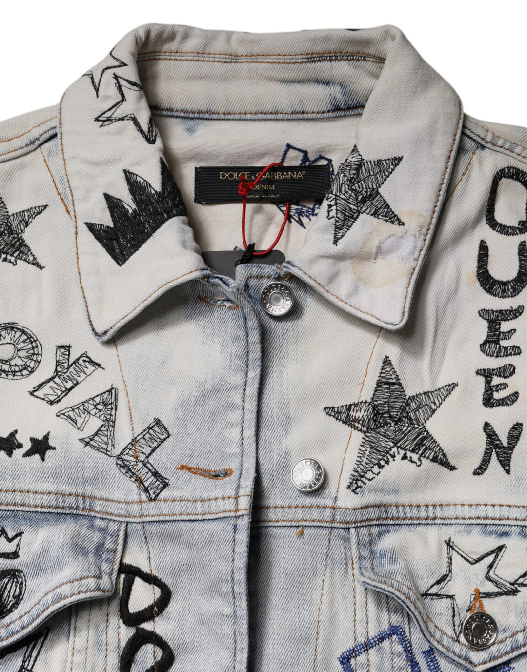 Veste en jean boutonnée bleu clair à motif graffiti Dolce &amp;amp; Gabbana