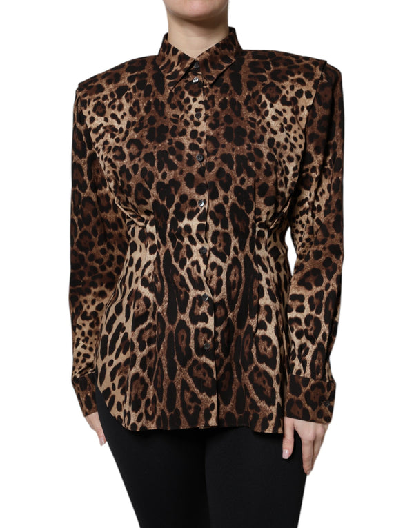 Dolce & Gabbana Coats Jackets - Brown Leopard Silk Button Down Coat Jacket