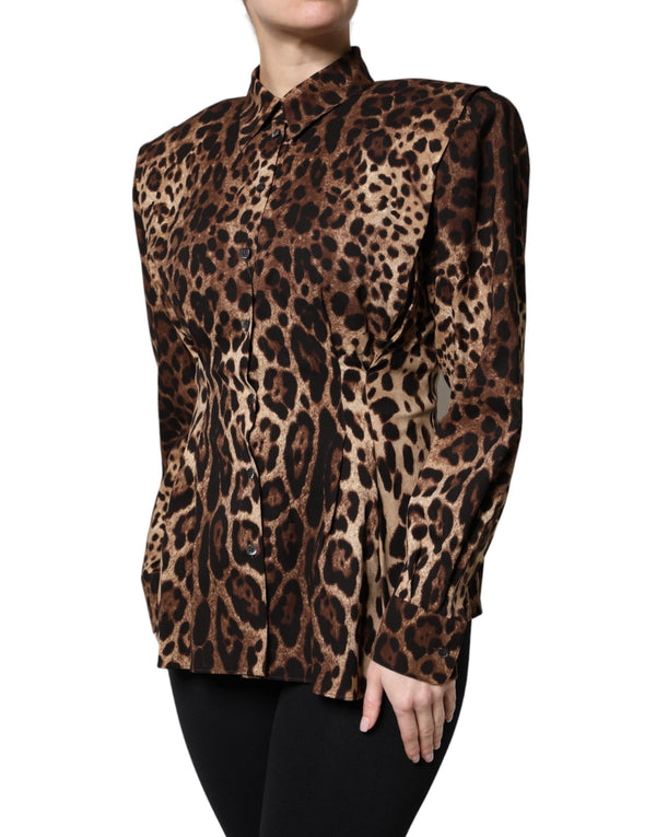 Dolce & Gabbana Coats Jackets - Brown Leopard Silk Button Down Coat Jacket