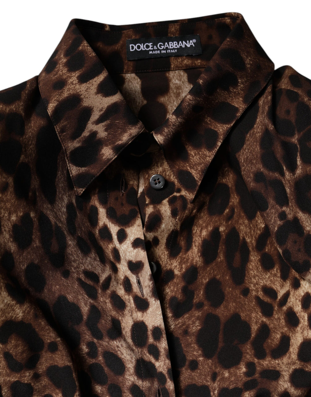 Dolce &amp; Gabbana Brown Leopard Silk Button Down Coat Jacket