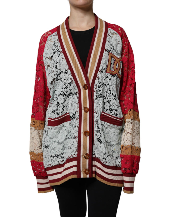 Dolce &amp; Gabbana Multicolor Floral Lace Cardigan Sweater