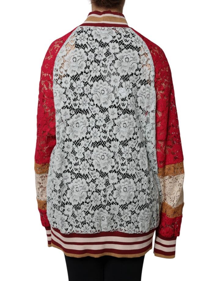 Dolce &amp; Gabbana Multicolor Floral Lace Cardigan Sweater