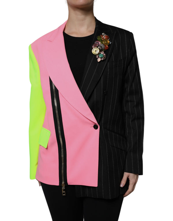 Dolce & Gabbana Sport Jackets - Multicolor Patchwork Embellished Coat Jacket