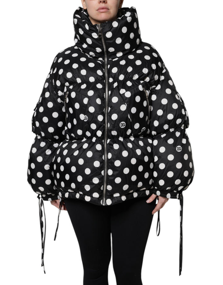 Chaqueta acolchada con cremallera completa y lunares blancos y negros de Dolce &amp;amp; Gabbana