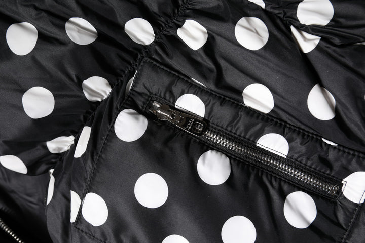 Dolce &amp; Gabbana Black White Polka Dot Full Zip Puffer Jacket