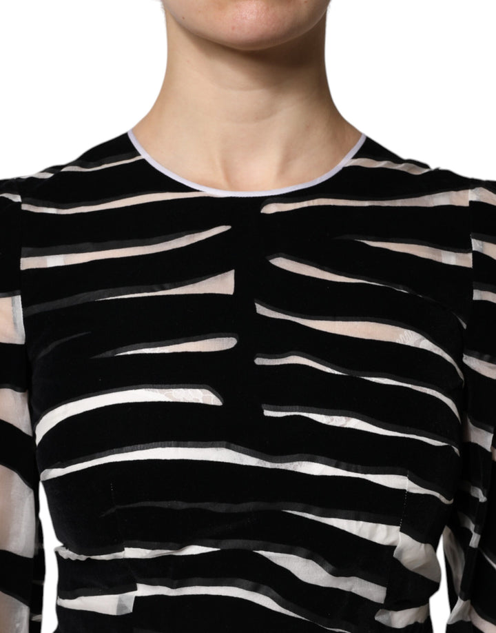 Dolce &amp; Gabbana Black White Zebra A-line Sheath Mini Dress