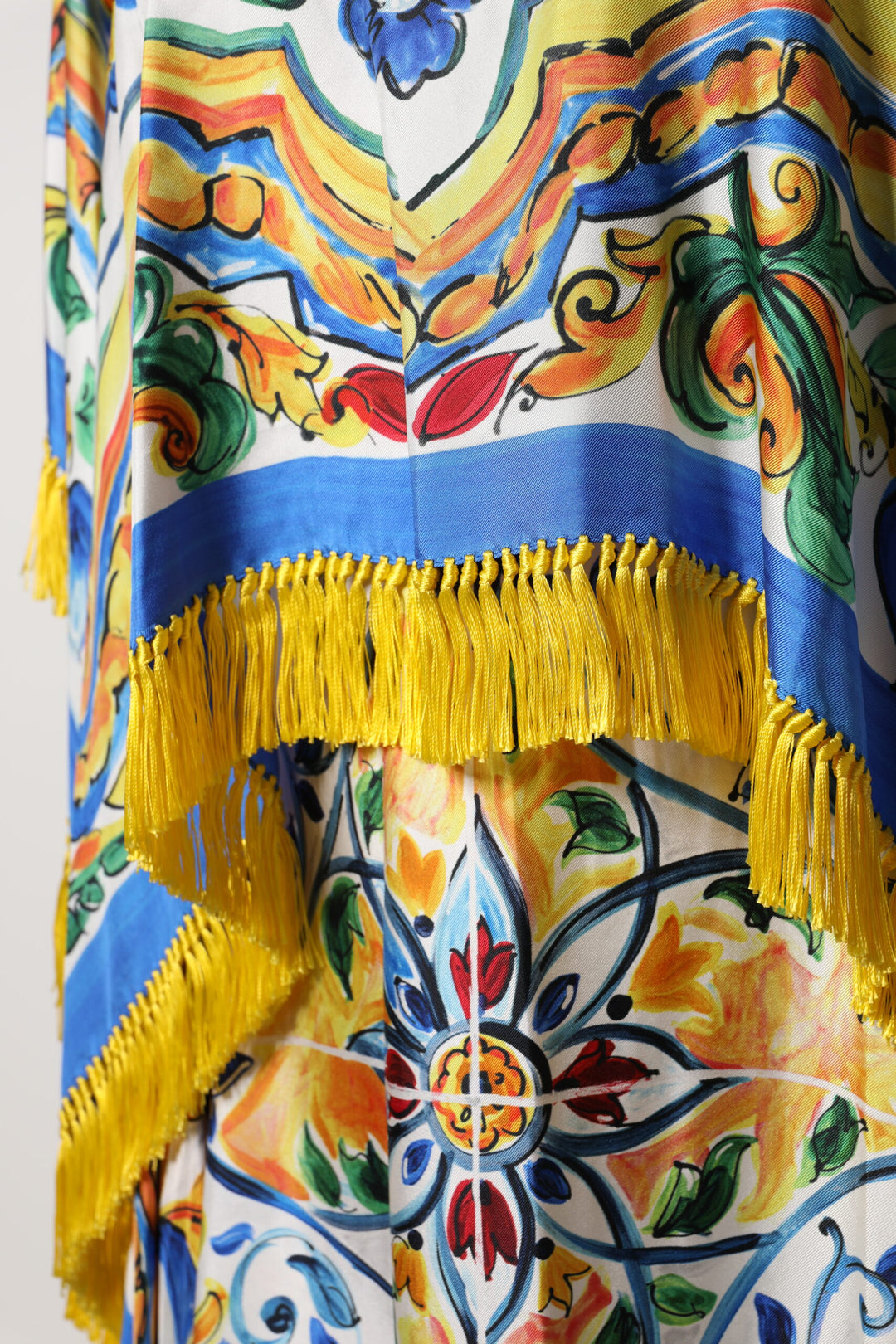 Dolce &amp; Gabbana Multicolor Majolica Kaftan Short Sleeves Maxi Dress