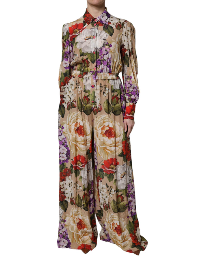 Dolce &amp; Gabbana Multicolor Floral Wide Leg Jumpsuit Dress