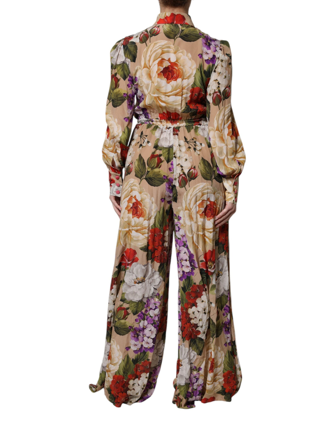 Dolce &amp; Gabbana Multicolor Floral Wide Leg Jumpsuit Dress
