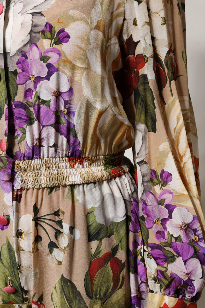 Dolce &amp; Gabbana Multicolor Floral Wide Leg Jumpsuit Dress