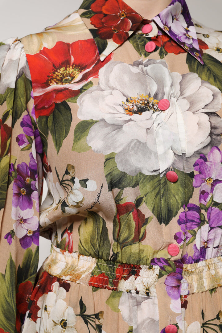 Dolce &amp; Gabbana Multicolor Floral Wide Leg Jumpsuit Dress