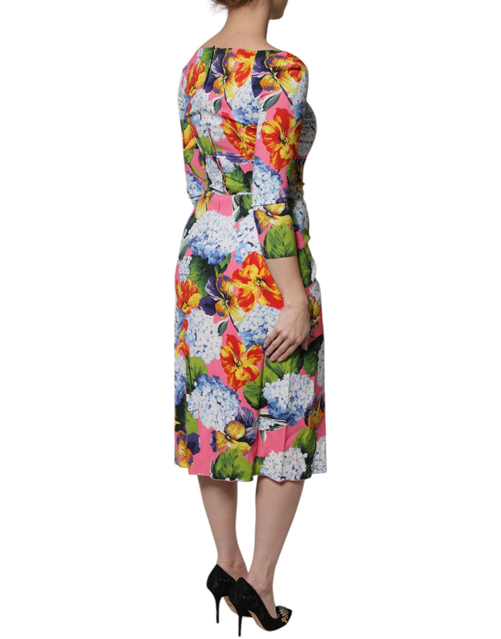 Dolce &amp; Gabbana Multicolor Floral Side Slit Midi Dress
