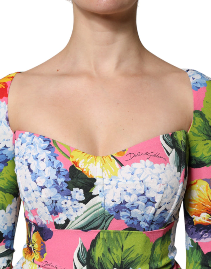 Dolce &amp; Gabbana Multicolor Floral Side Slit Midi Dress