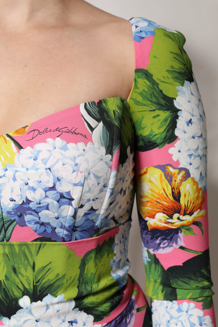 Dolce &amp; Gabbana Multicolor Floral Side Slit Midi Dress