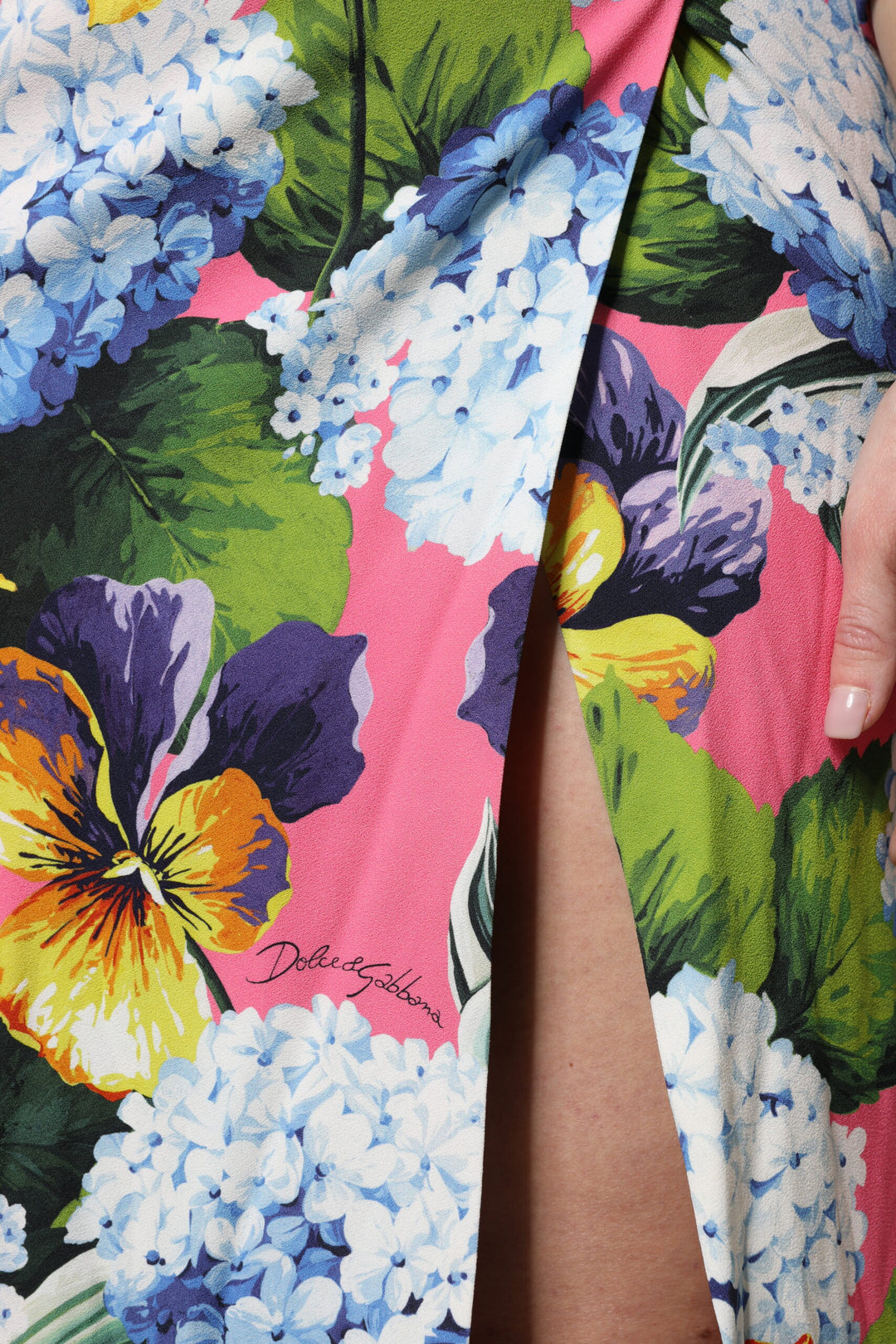 Dolce &amp; Gabbana Multicolor Floral Side Slit Midi Dress