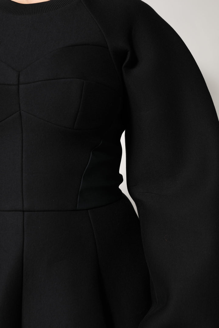 Dolce &amp; Gabbana Black Cotton Long Sleeves A-line Mini Dress