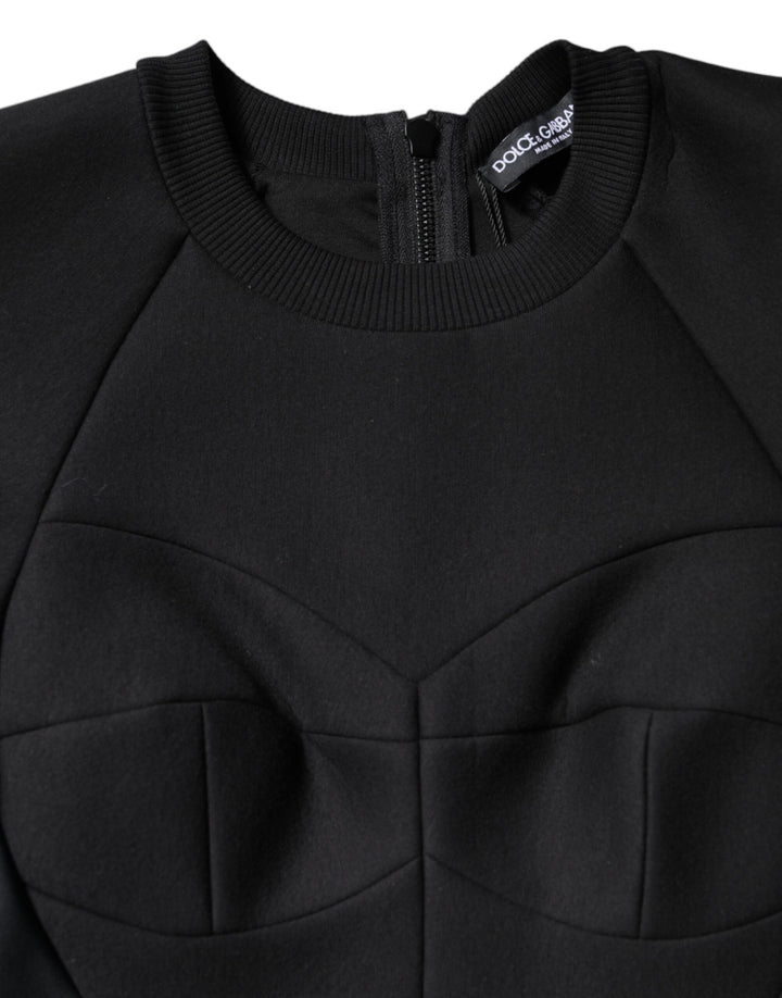 Dolce &amp; Gabbana Black Cotton Long Sleeves A-line Mini Dress