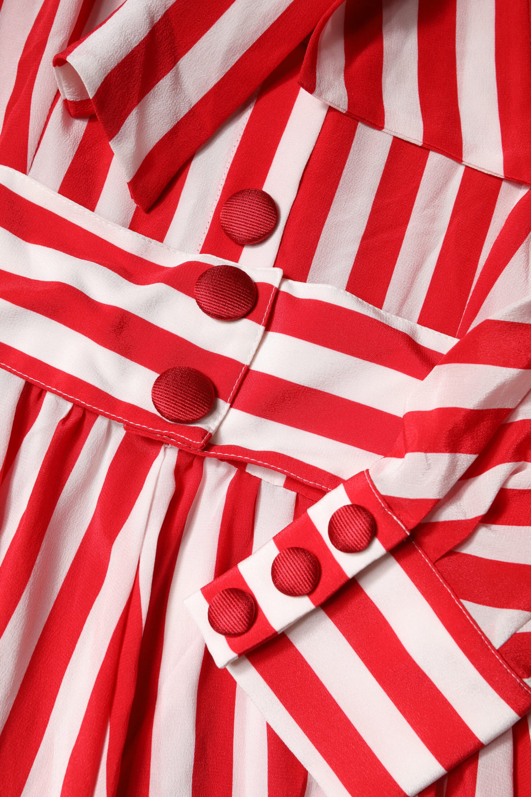 Dolce &amp; Gabbana White Red Stripes Long Sleeves Midi Dress