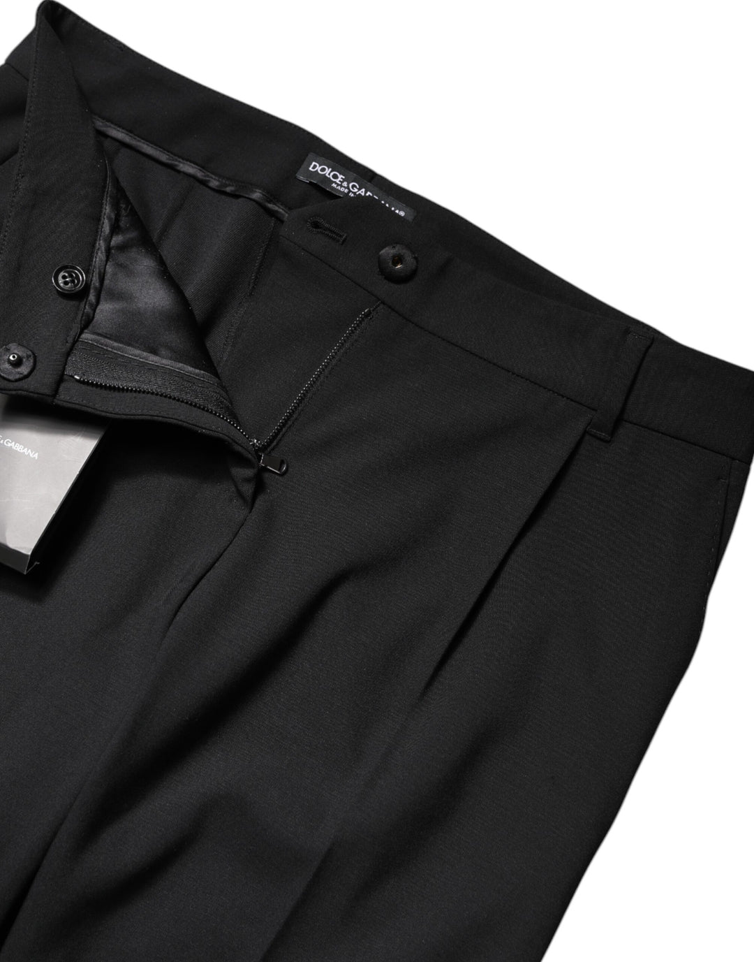 Dolce &amp; Gabbana Black Wool High Waist Boot Cut Dress Pants