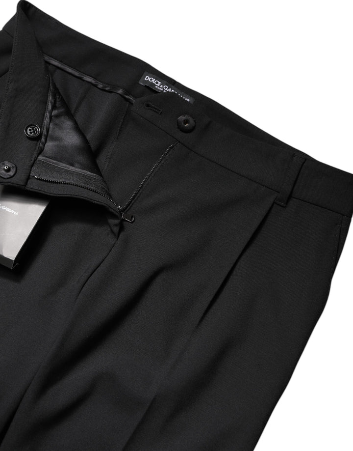 Dolce &amp; Gabbana Black Wool High Waist Boot Cut Dress Pants