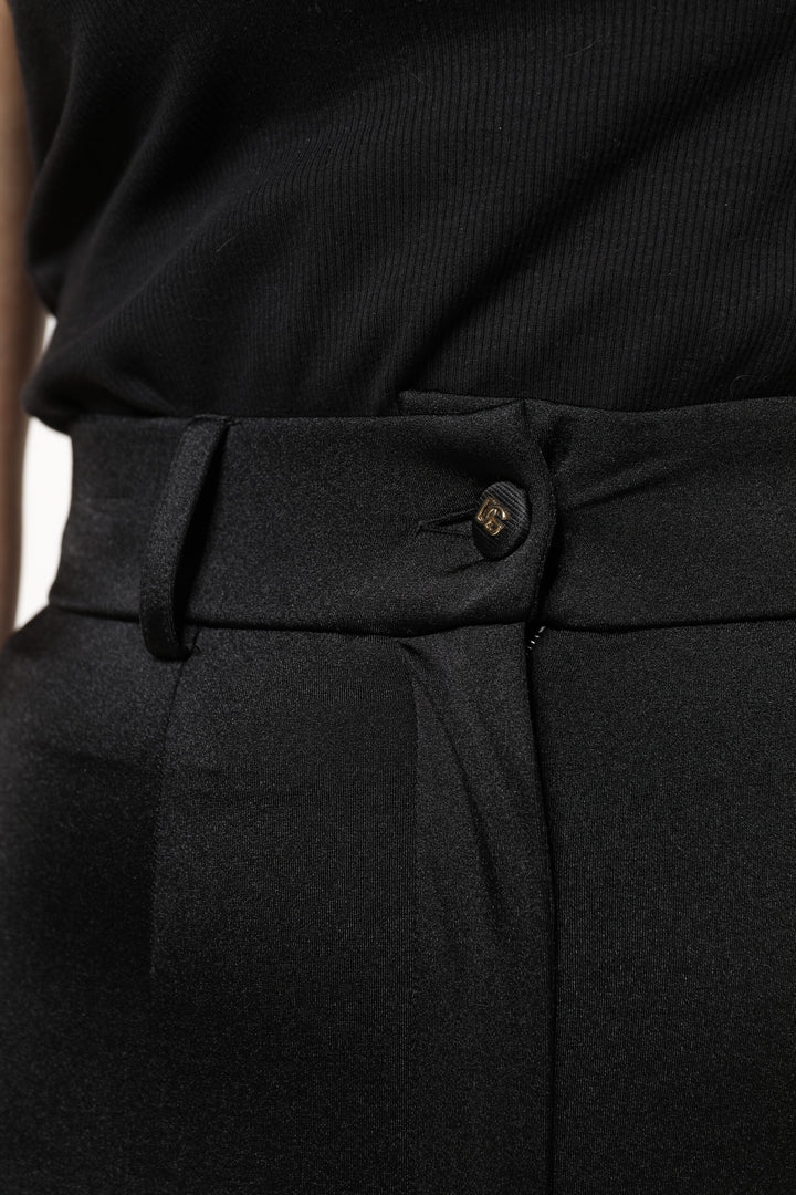 Pantalon slim taille haute en nylon noir Dolce &amp;amp; Gabbana