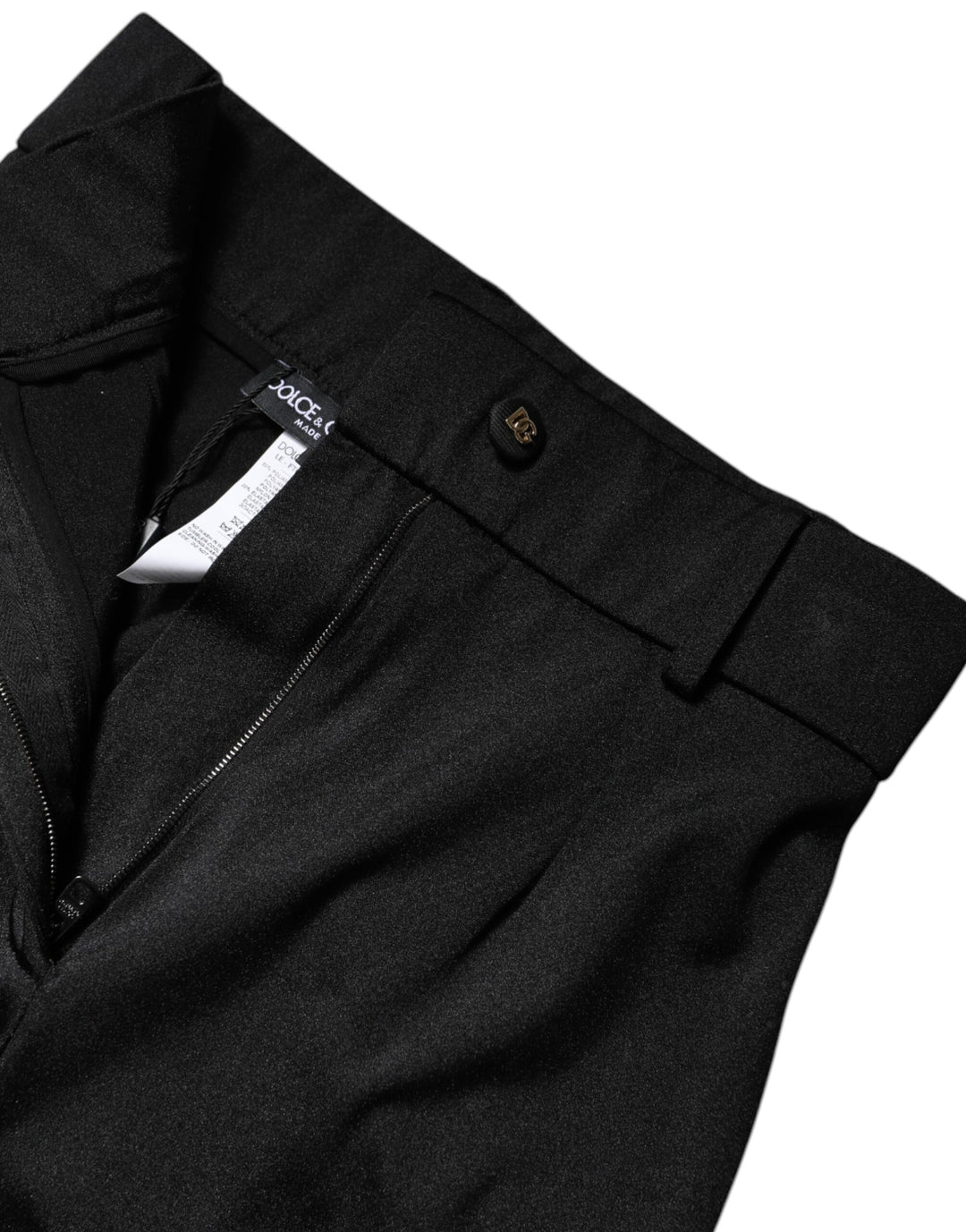 Pantalon slim taille haute en nylon noir Dolce &amp;amp; Gabbana