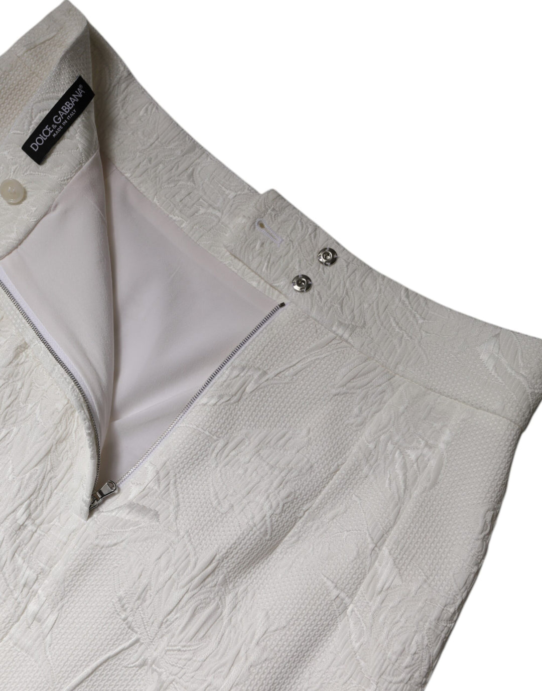 Dolce &amp; Gabbana White High Waist Knee Length Pencil Skirt
