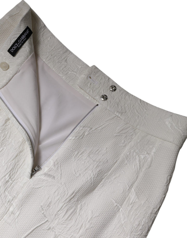 Dolce &amp; Gabbana White High Waist Knee Length Pencil Skirt