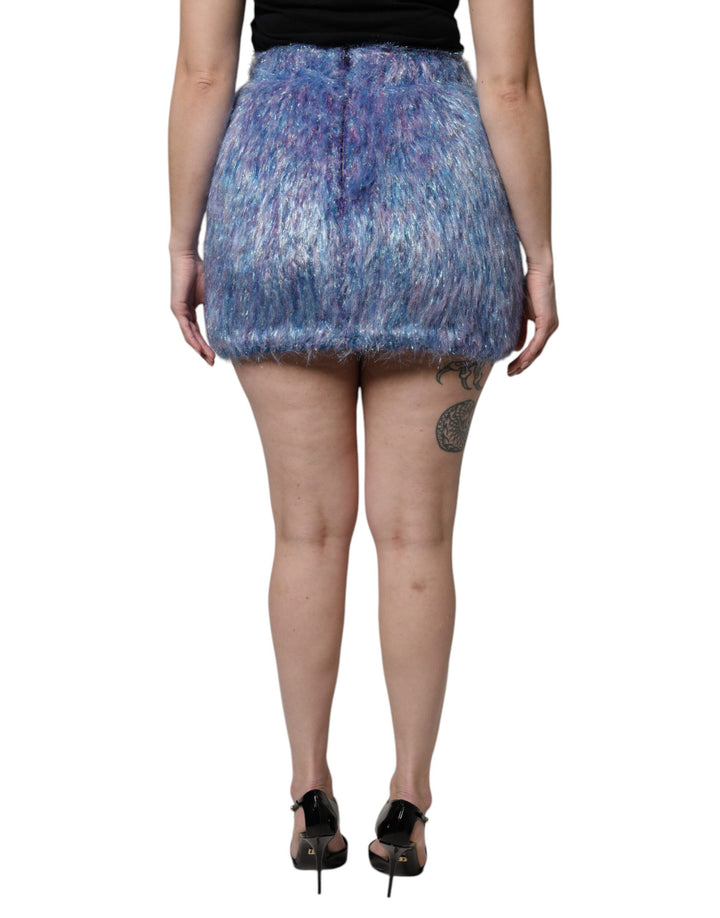 Dolce &amp; Gabbana Multicolor Plush High Waist Mini Skirt