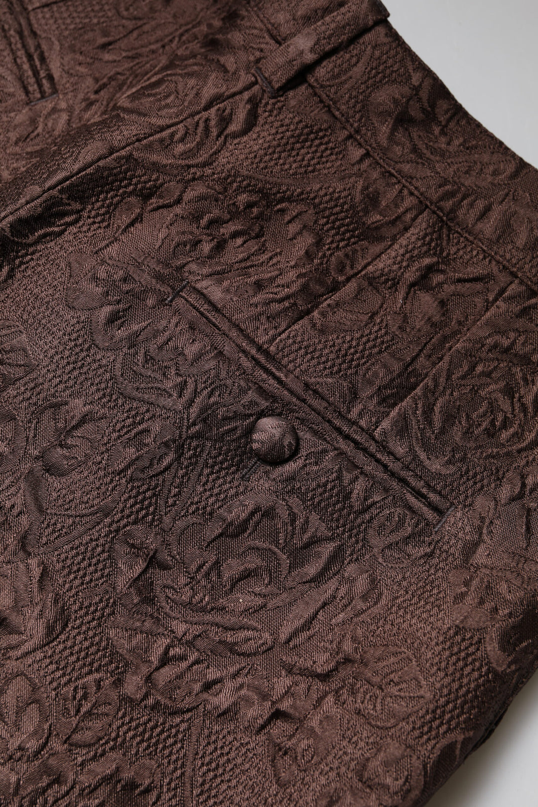 Dolce &amp; Gabbana Brown Floral Brocade Mid Waist Mini Short